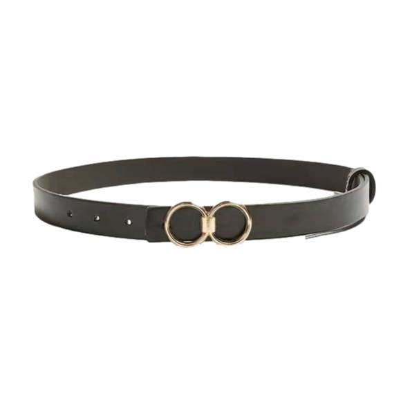 Boho Double Round Buckle PU Leather Waist Belt - Picture 2 of 10